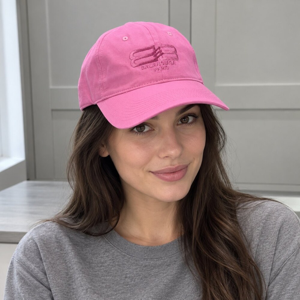 Balenciaga Pink BB Logo Cap - Picture 2 of 6